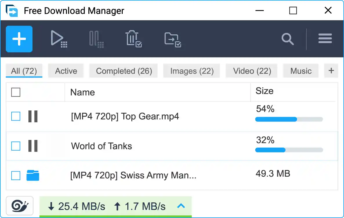 أدوات Free Download Manager لإدارة التنزيلات وتحميل الفيديو ودعم التورنت