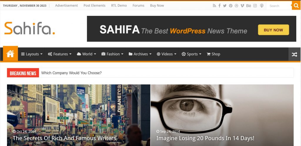 قالب صحيفة (SAHIFA): أفضل قوالب ووردبريس إخباري احترافي لإنشاء مواقع الأخبار والمجلات