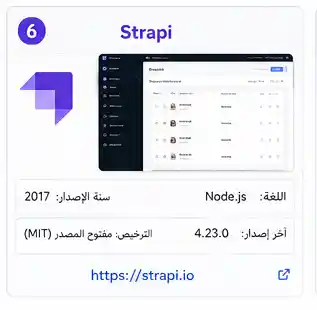 strapi لوحة تحكم Strapi تعرض إدارة المحتوى وواجهات REST وGraphQL.